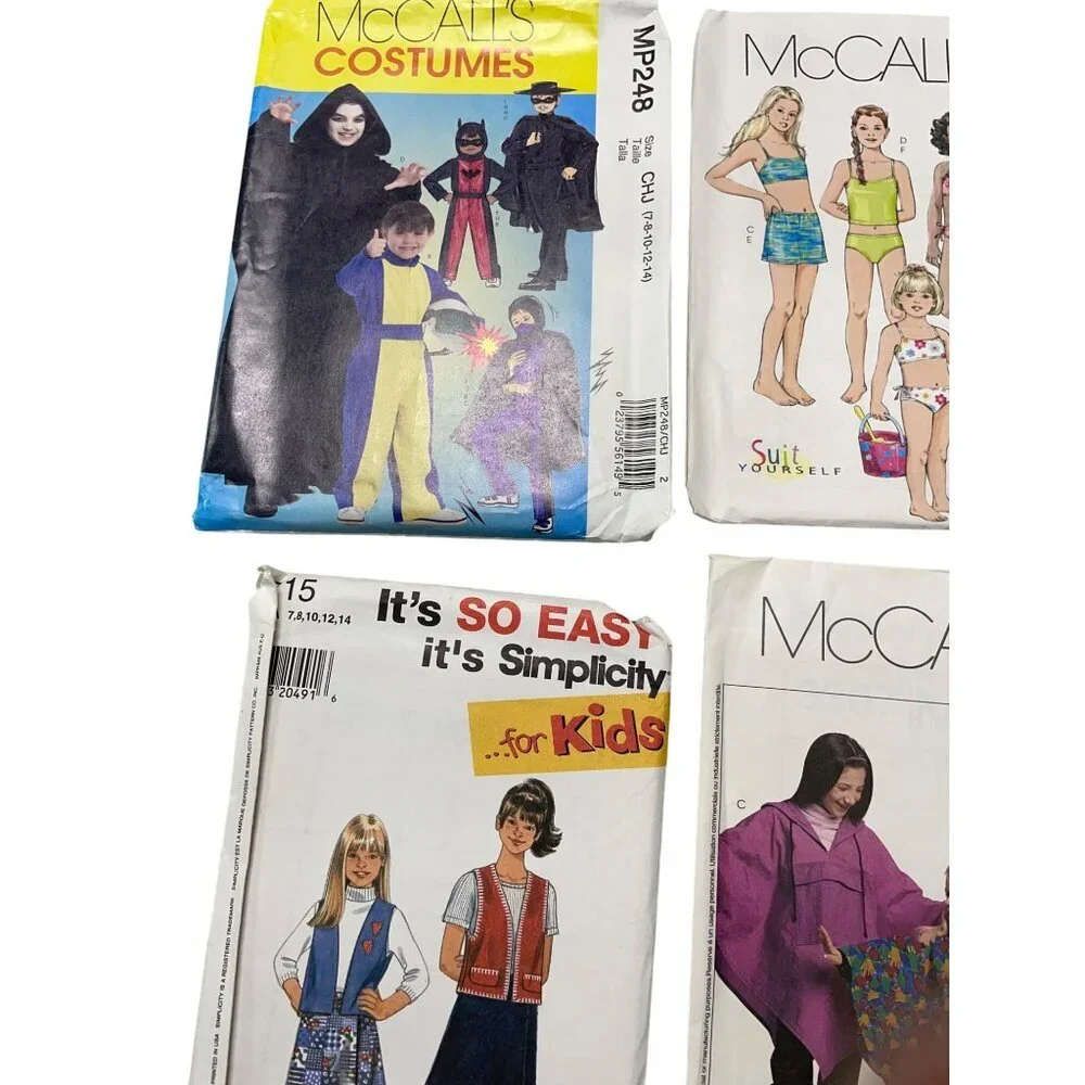 Sewing Pattern Lot of 6 Kids Girls Costume Outfits Sizes 7-14‎